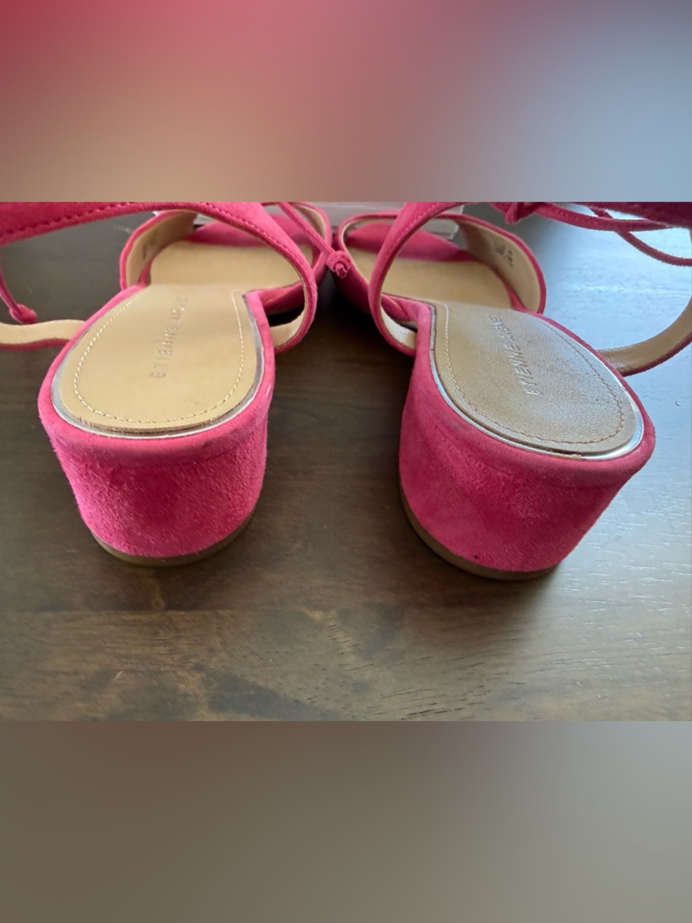 Etienne Aigner Pink Suede Sandals - Picture 6 of 12